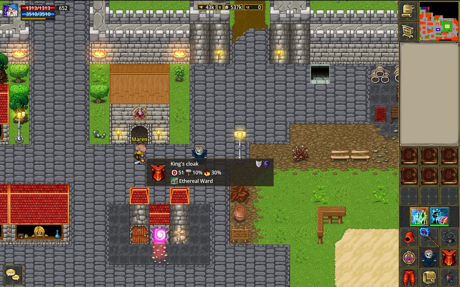 A DrakMe wizard's spell list and buff icons